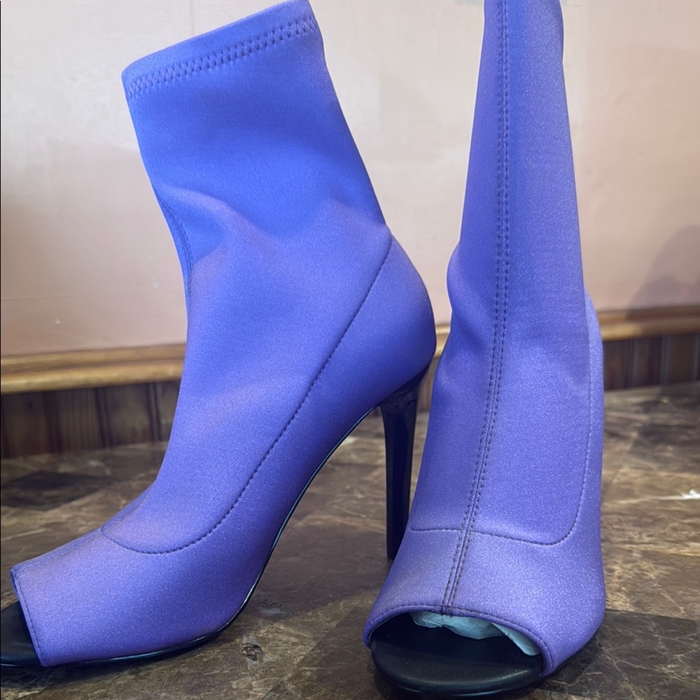 Purple High Heel Ankle Boots